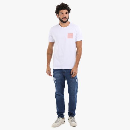 CAMISETA ESTAMPA FOLHA C/ QUADRADOS COLORIDOS 37110003 BRANCO M