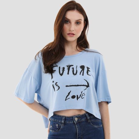 T SHIRT MOLETINHO AMPLA SILK 10523 AZUL P