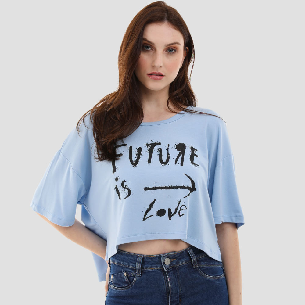 T SHIRT MOLETINHO AMPLA SILK 10523 AZUL P
