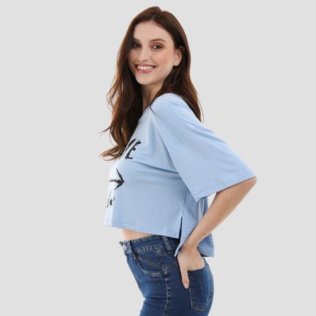 T SHIRT MOLETINHO AMPLA SILK 10523 AZUL P