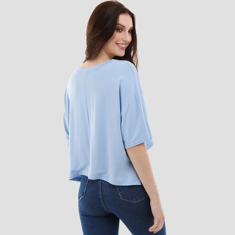 T SHIRT MOLETINHO AMPLA SILK 10523 AZUL P