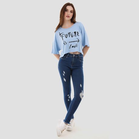 T SHIRT MOLETINHO AMPLA SILK 10523 AZUL P