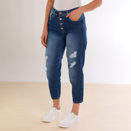 CALCA MOM RASGADA BARRA CORTE A FIO 38334C JEANS 36