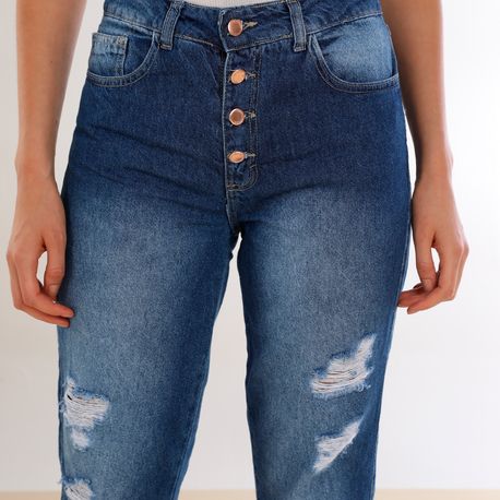 CALCA MOM RASGADA BARRA CORTE A FIO 38334C JEANS 36