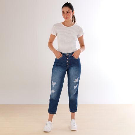 CALCA MOM RASGADA BARRA CORTE A FIO 38334C JEANS 36