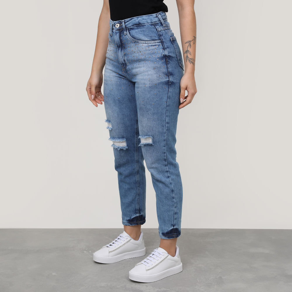 CALCA JNS MOM SKY APLIQ RICO BARRA V18 - 1955A JEANS 36