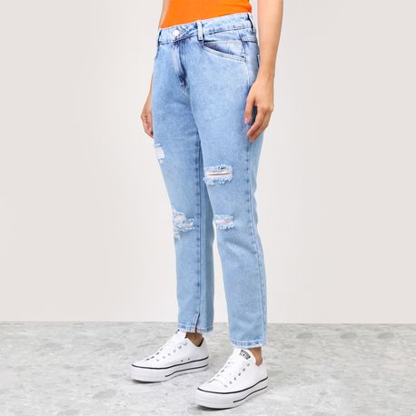 CALCA RETA JEANS COM FENDA NA BARRA 272624 JEANS 40