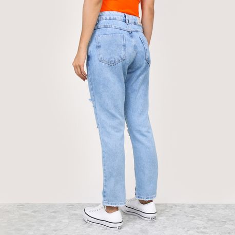 CALCA RETA JEANS COM FENDA NA BARRA 272624 JEANS 40