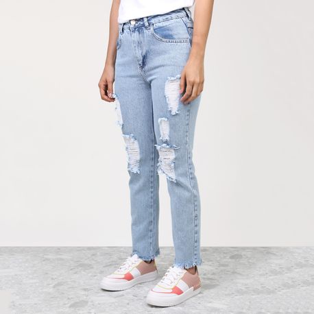 CALCA RETA JEANS C/ BARRA CORTE A FIO 272627 JEANS 34