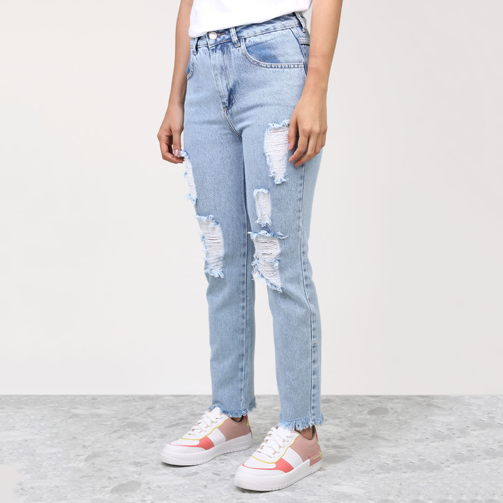 CALCA RETA JEANS C/ BARRA CORTE A FIO 272627 JEANS 34