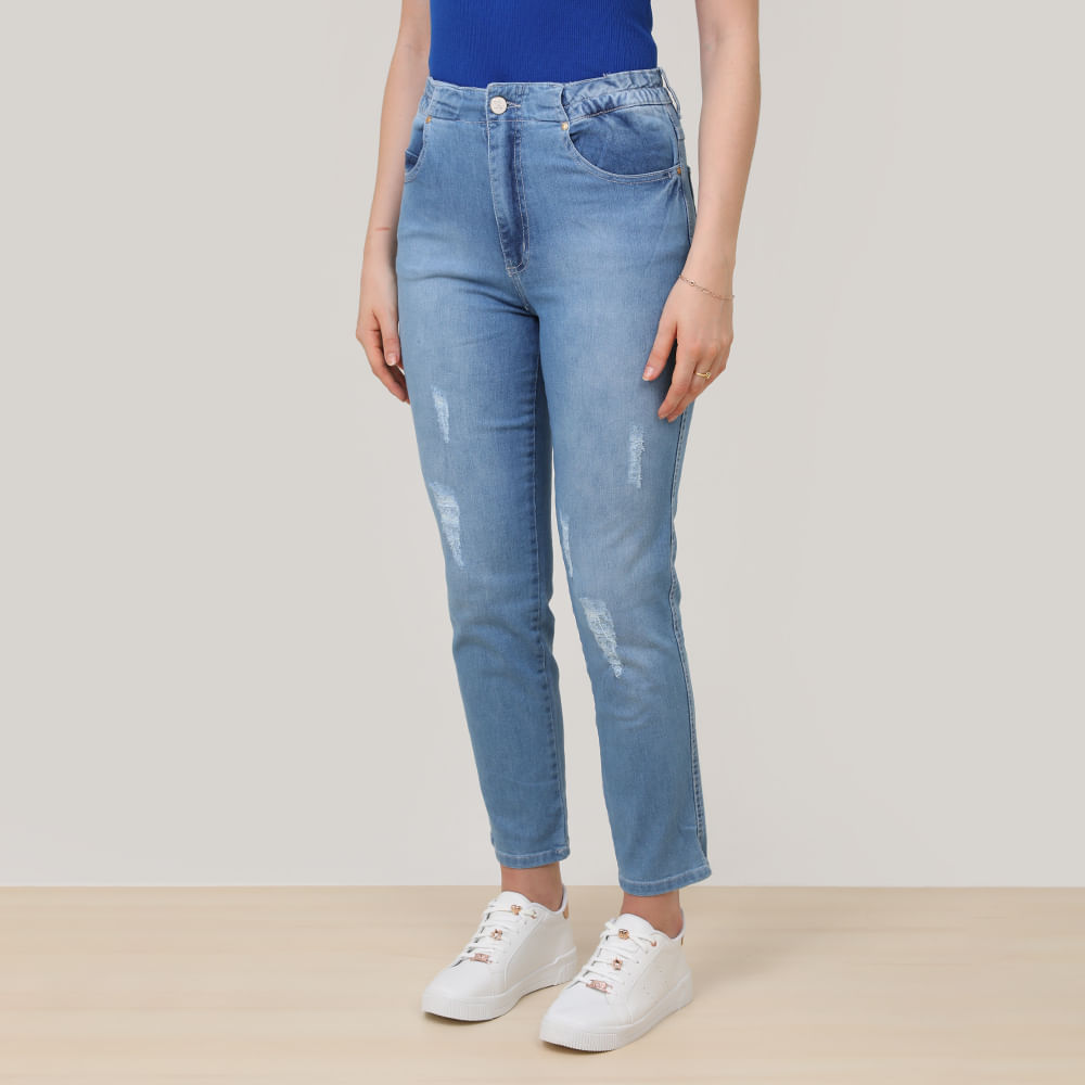 CALCA MOM CLARA C/ PUIDOS E COS ELASTICO 29102 JEANS 38