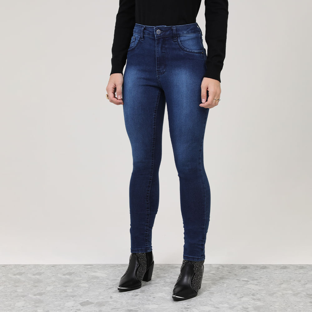 CALCA JNS SKINNY ESCURA USED LINHA AZUL L-18055 JEANS 36
