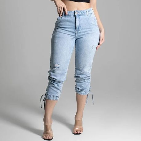 CALCA PARACHUT C/ PUIDOS E BOLSO ATRAS 274417 JEANS CLARO 38