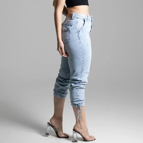 CALCA PARACHUT C/ PUIDOS E BOLSO ATRAS 274417 JEANS CLARO 38
