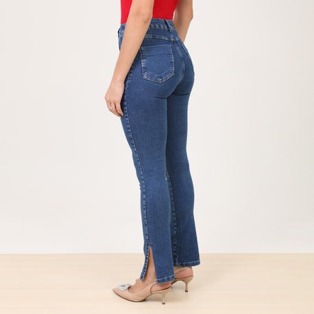 CALCA JEANS RETA C ELAST FENDA BARRA 274991 JEANS 38