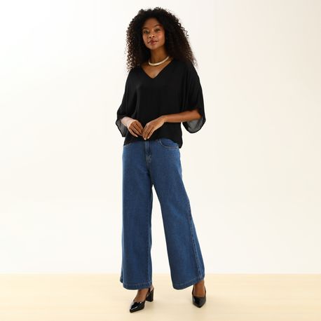 CALCA JEANS WIDE LEG PETIT LAV MEDIA 23792 JEANS 42