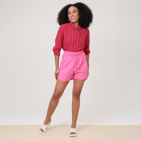 CAMISA ALONGADA 3/4 TP LISTRA 210523 VERMELHO P