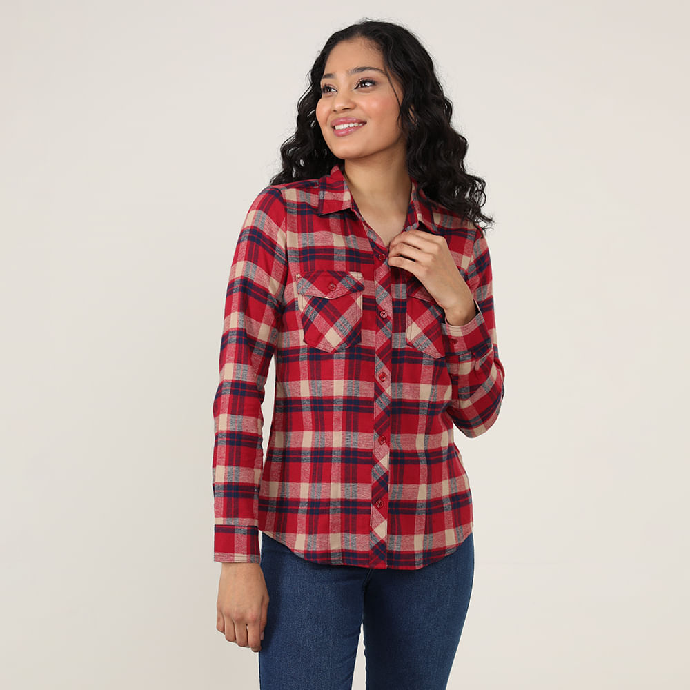CAMISA ML XADREZ 410715 VERMELHO P