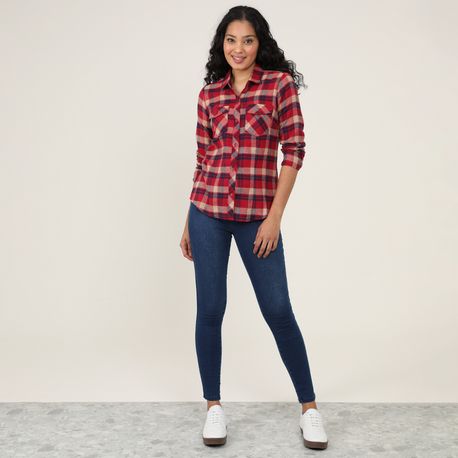 CAMISA ML XADREZ 410715 VERMELHO M