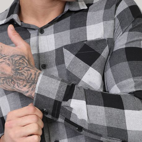 CAMISA ML XADREZ 4930 PRETO/CHUMBO 02