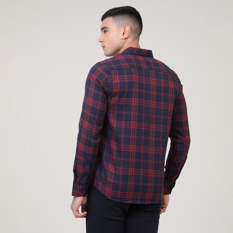 CAMISA ML XADREZ C/ BOLSO 4904 VINHO/MARINHO 02