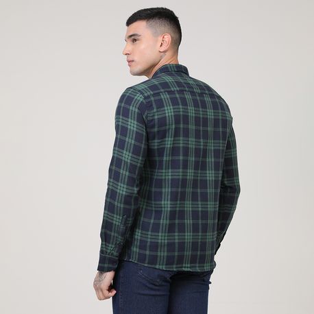 CAMISA ML XADREZ C/ BOLSO 4904 MILITAR/MARINHO 01