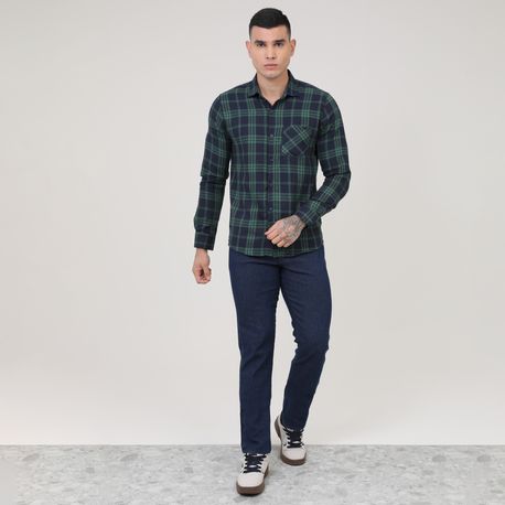 CAMISA ML XADREZ C/ BOLSO 4904 MILITAR/MARINHO 01