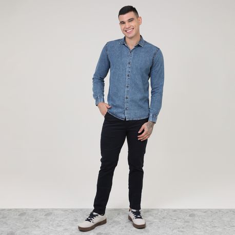 CAMISA ML JEANS C/ LAVAGEM 1946 JEANS MEDIO 01