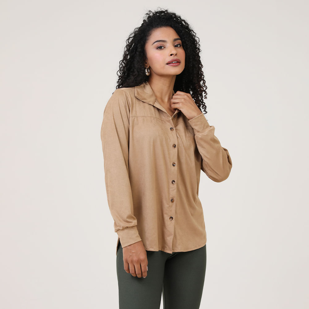 CAMISA ML SUEDE 31543 BEGE P