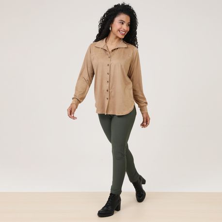CAMISA ML SUEDE 31543 BEGE P