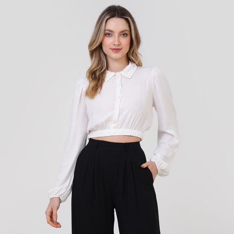 CAMISA CROPPED ABERTURA 3006075 OFF WHITE P
