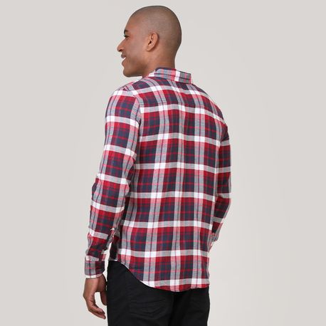 CAMISA XADREZ C/ DOIS BOLSOS NA FRENTE 210411CX-18A/C VERMELHO/BRANCO P