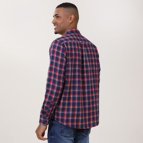 CAMISA XADREZ C/ PLAQUINHA DE COURO "RED NOSE" 9570057 VERMELHO P