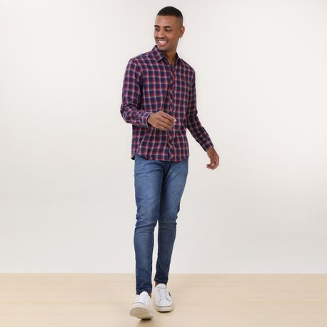CAMISA XADREZ C/ PLAQUINHA DE COURO "RED NOSE" 9570057 VERMELHO P