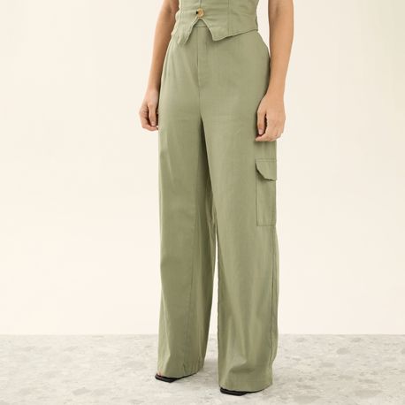 PANTALONA CARGO LINHO 703203 VERDE G