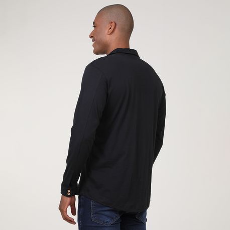 CAMISA MALHA ML C/ BOTOES 4C182 PRETO M