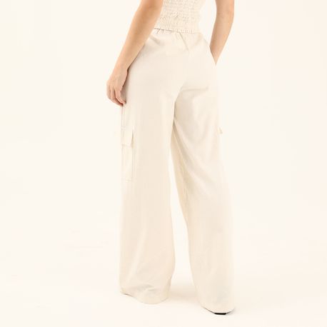 PANTALONA CARGO LINHO 703203 OFF WHITE M