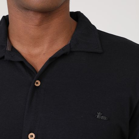 CAMISA MALHA ML C/ BOTOES 4C182 PRETO M