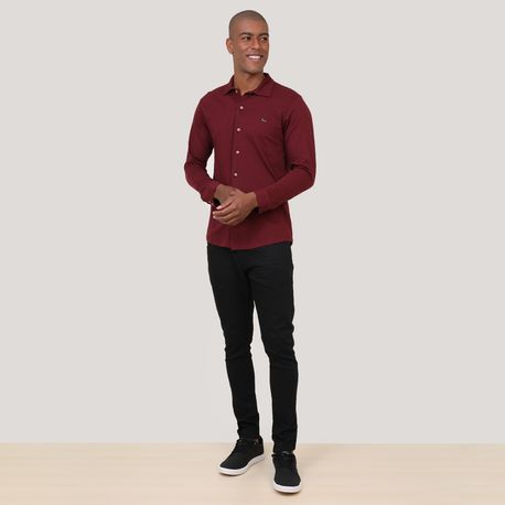CAMISA MALHA ML C/ BOTOES 4C182 BORDO M