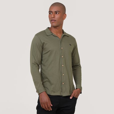 CAMISA MALHA ML C/ BOTOES 4C182 MILITAR P