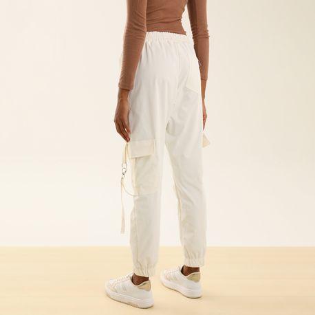 CALCA JOGGER C/ DETALHES NOS BOLSOS 1423 OFF WHITE P