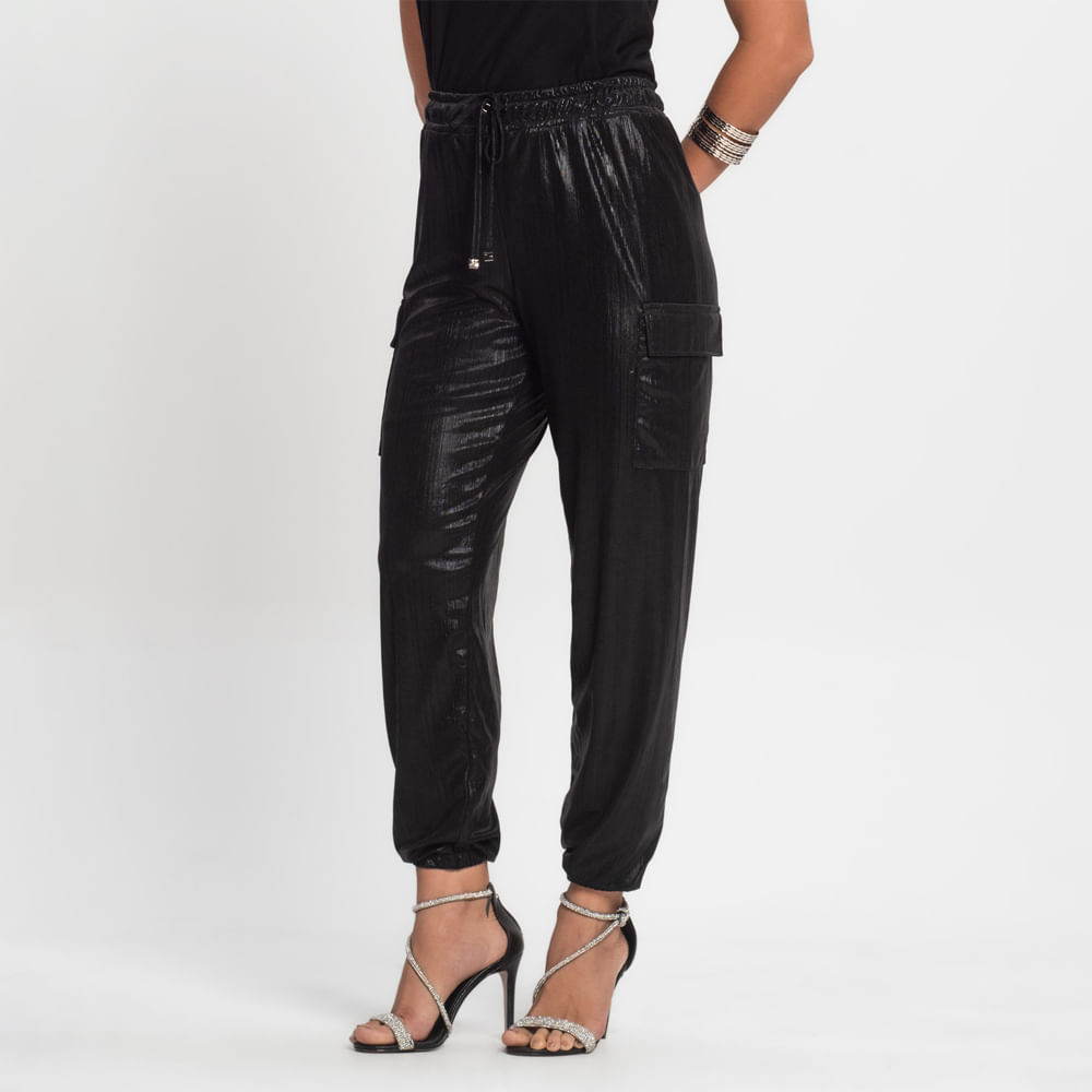 JOGGER CARGO SHINE E15040 PRETO P