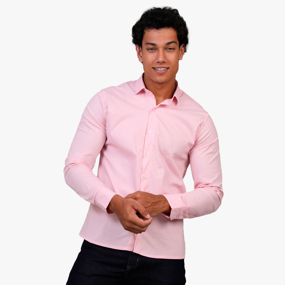 CAMISA BASICA COM ELASTANO S/ BORDADO ML 1432 ROSA BEBE P