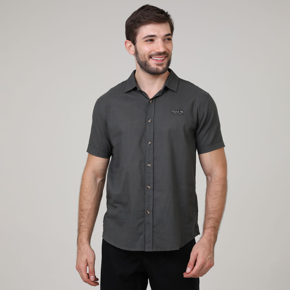 CAMISA LINHO COM BORDADO 9110037 PRETO P