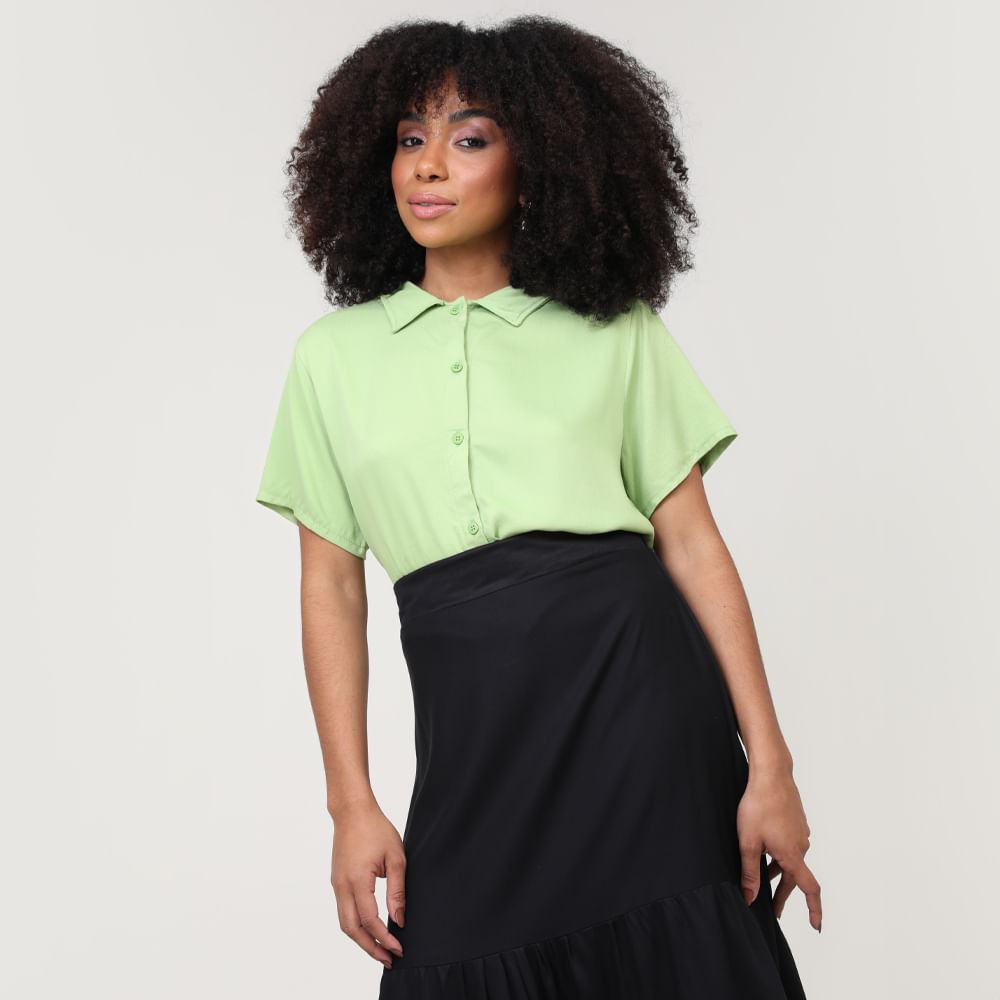 CAMISA CROPPED TWILL 1007 VERDE GG