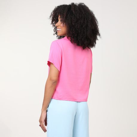 CAMISA CROPPED TWILL 1007 ROSA GG