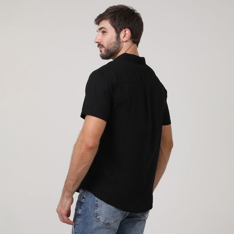 CAMISA MANGA CURTA LINHO 214259-A/B/C/D PRETO P