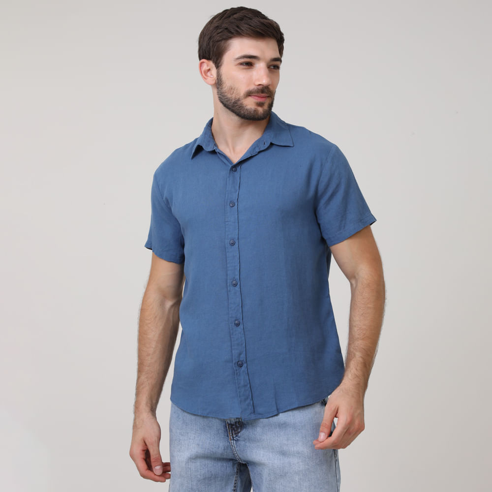 CAMISA MANGA CURTA LINHO 214259-A/B/C/D AZUL P