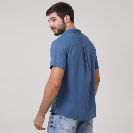 CAMISA MANGA CURTA LINHO 214259-A/B/C/D AZUL P