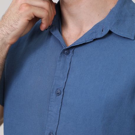 CAMISA MANGA CURTA LINHO 214259-A/B/C/D AZUL P